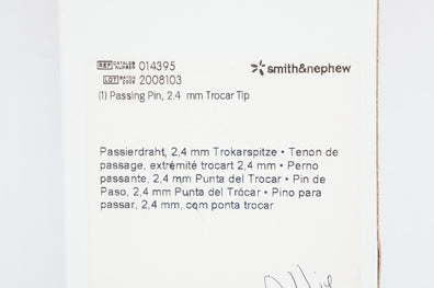 Smith&Nephew 014395 Pasing Pin, 2.4mm Trocar Tip (x)